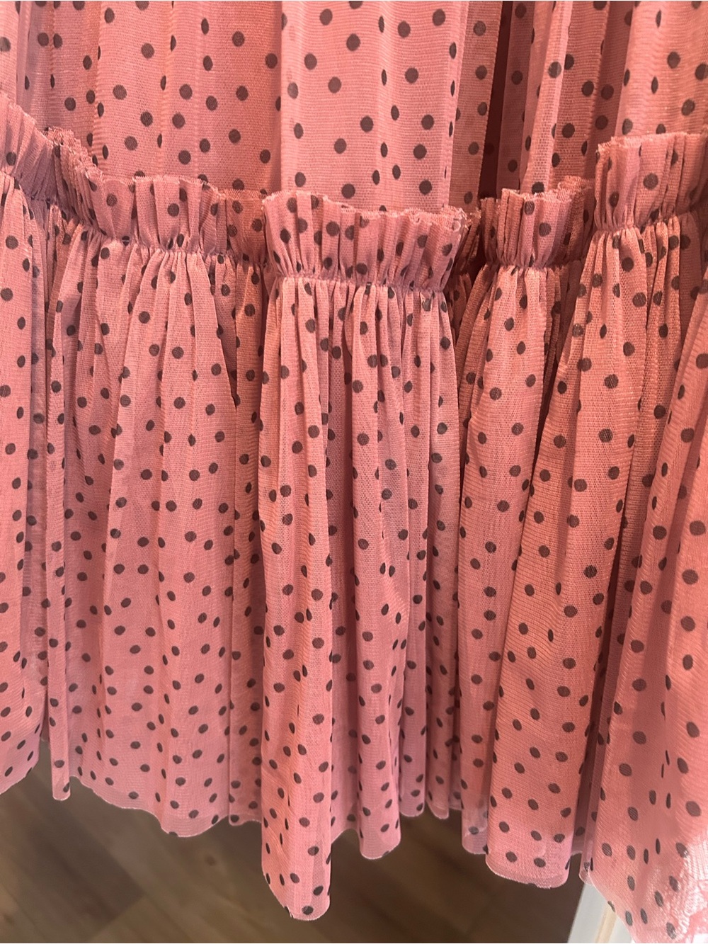 Anthropologie Pink Polka Dot Tiered Maxi Skirt - Picture 5 of 8